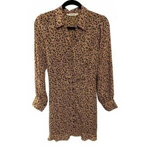 Abercrombie & Fitch Leopard Print Button-Front Mini Shirt Dress, Size L